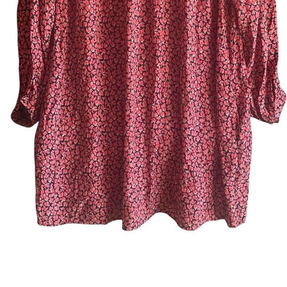 ZARA Red/Black Floral Print Button Down Mini Dress. Size Large. - Picture 7 of 10